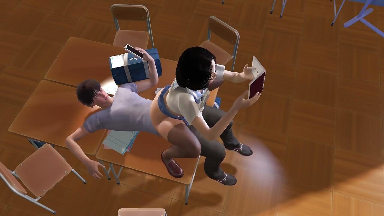 Asian Girl Studying on top of her friend : 3D Hentai