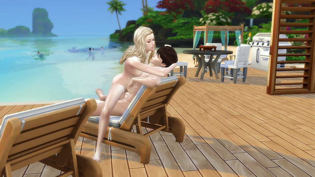 Couple in love have sex in public on the beach