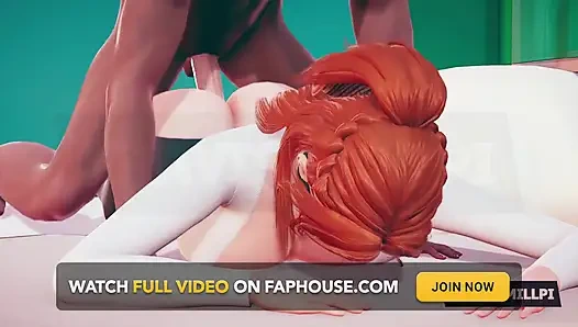 Profesor semok rambut merah merangkak masuk ke dalam kacamata fantasi kantormu pakai kemeja ketat, sikap nakal