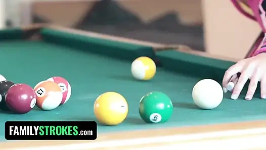 Family Strokes - Curvy blonde strips naked after losing bet with his horny stepdaddy