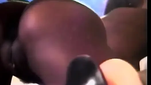 Chocolate skin babe opens her legs wide for hard dude's cock