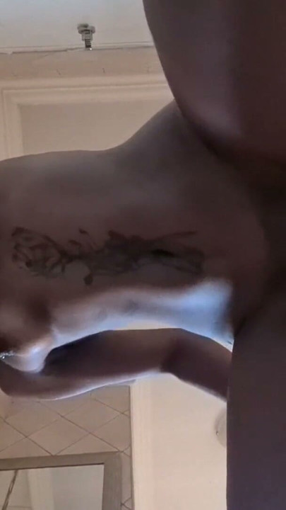 Tattooed desi suction cup dildo shower door pussy masturbation | Clip 3