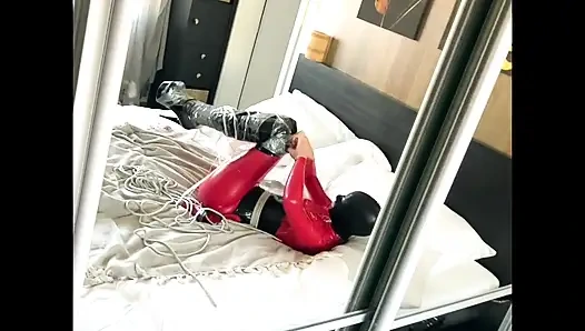 RED LATEX high heels BONDAGE