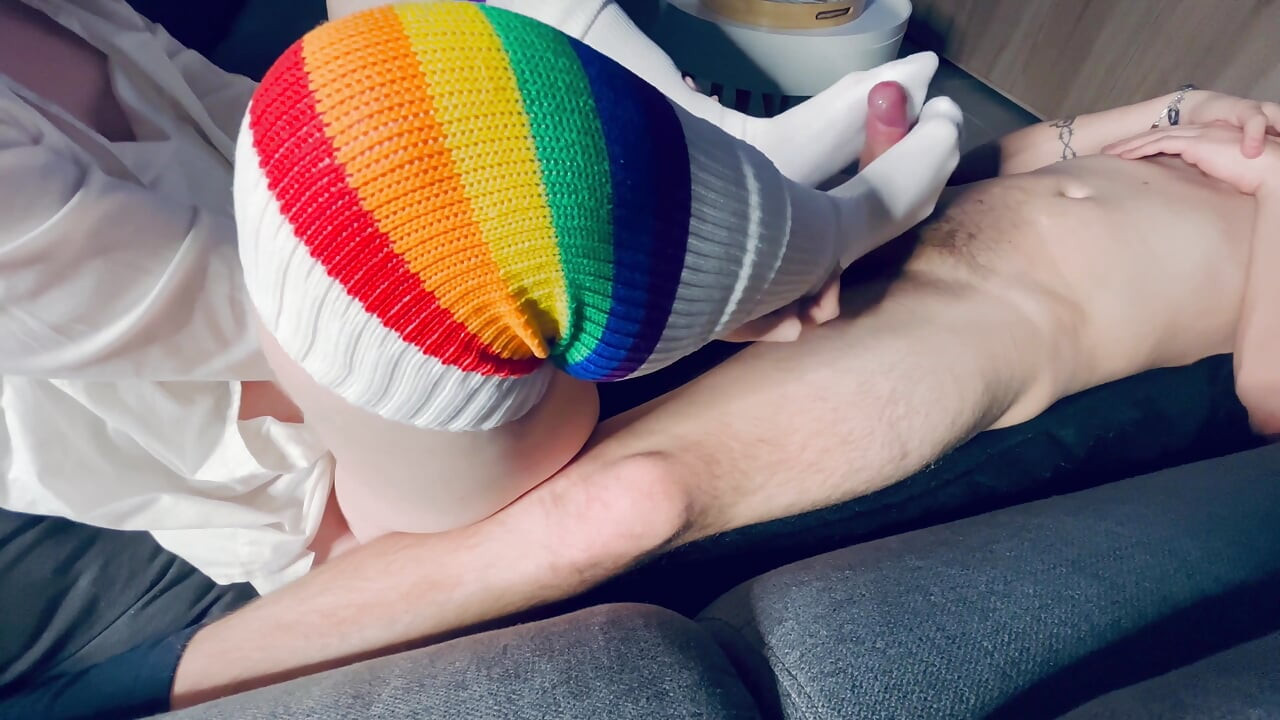 I Sockjob My Stepbrother with Long Socks