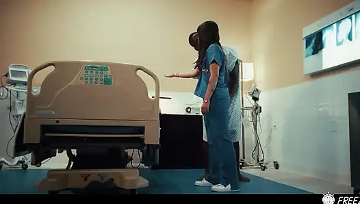 Krankenschwester BBC ins gesicht gefickt - zeit gestoppt, interracial freeze-porno