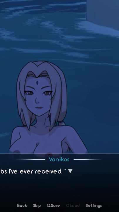 ナルト:くノ一トレーナー - 完璧な体型の処女金髪のミルフ綱手が18歳の少年と水中で初めて公の場でセックスを | クリップ 1