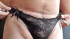 Dildo froting and cuming in black sexy lingerie