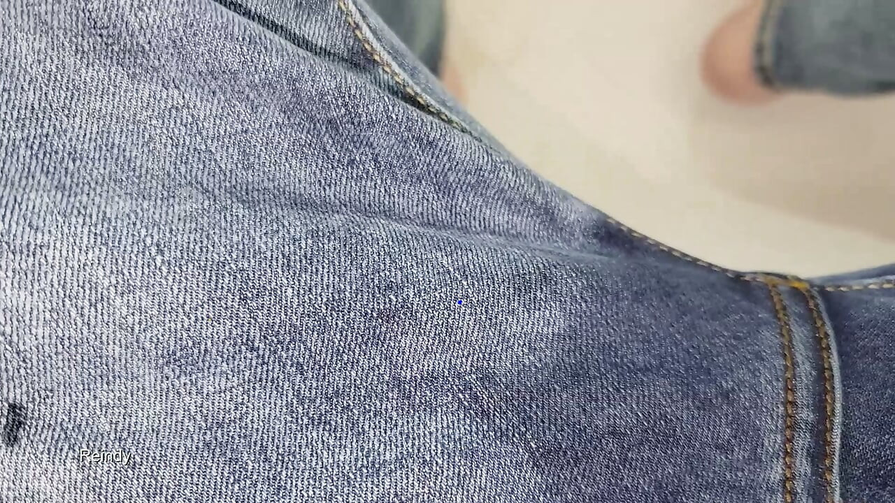 Bluejeans Pee Desperation in the Tub 2 Angles Close up