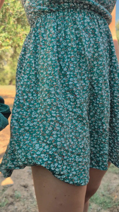 Wife in Summer Dress Removes Panties And Flashes Her Wet Pussy in Public