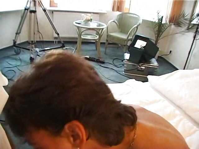 Brunette mature jizzed on tits after sucking old mans dick