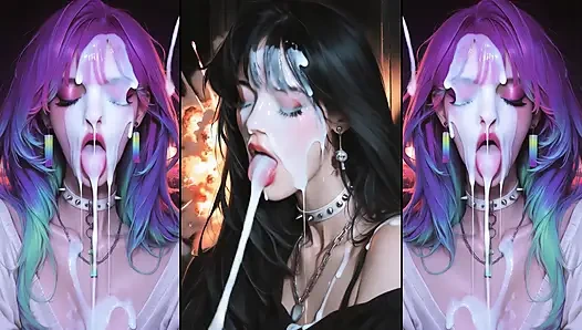 Аниме-персонажи получают их лица тщательно покрытые спермой.