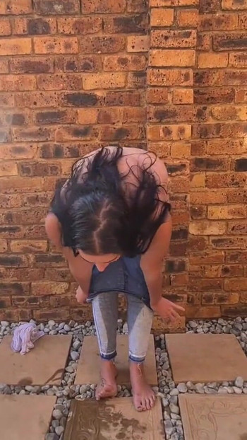 Powerful moment from "Brunettes outdoor piss, soaking clothes in piss, pants wetting"