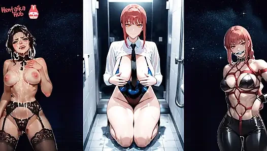 Edepsiz kaltak Makima ile 2 boyutlu hentai derlemesi