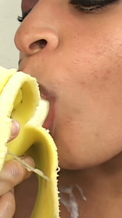 My girlfriend first fucks me with the banana and then takes me to the ultimate vibrator orgasm | Clip 1