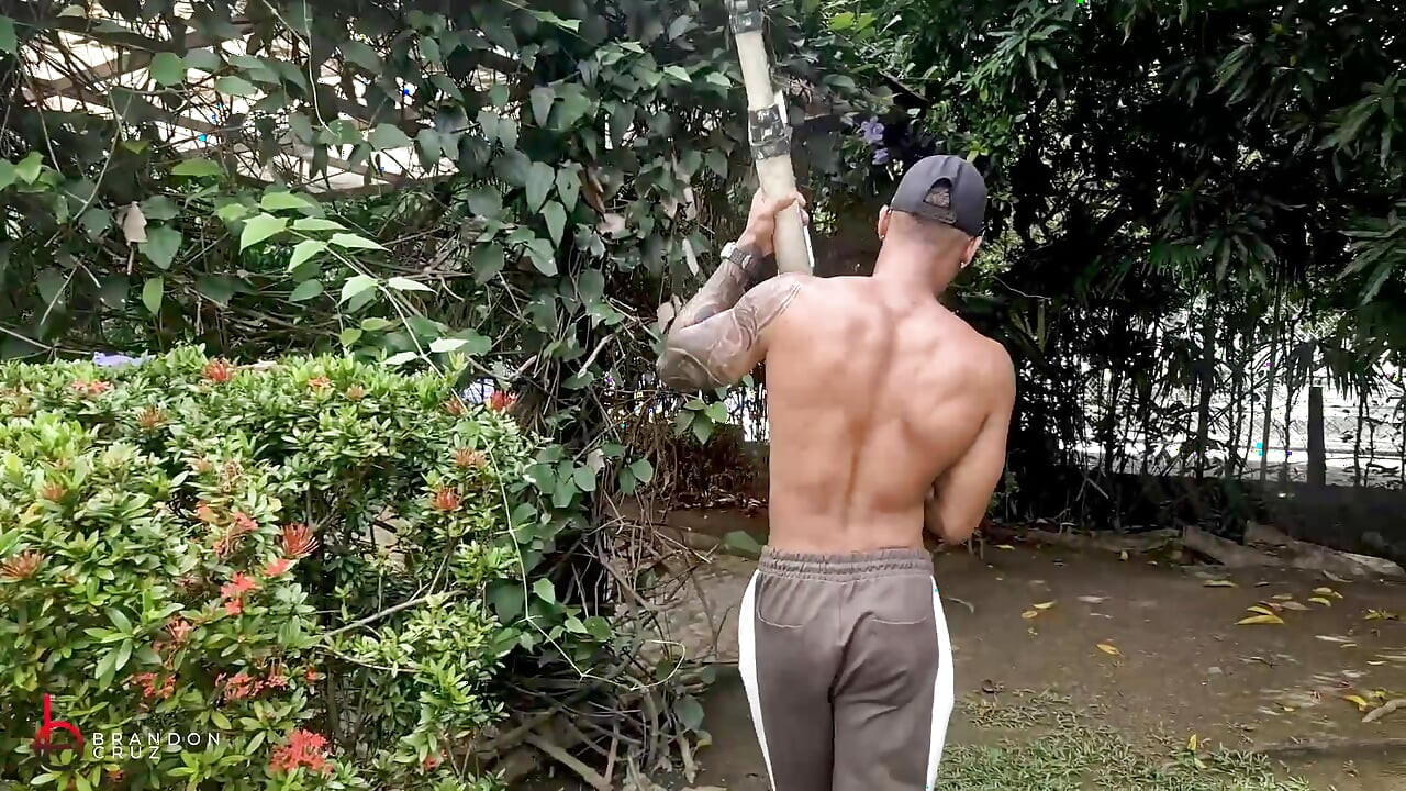 Voyeuristic gardener fucks his horny boss outdoors - Brandon Cruz & Alejandra Palacios