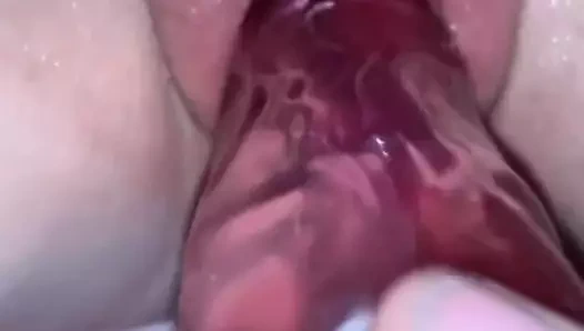 CreamyDixieLove playing with creamy pussy with vibrators and dildos stretching tight little pussy