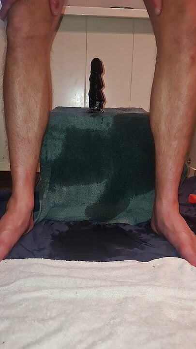 Hot solo male riding his dildo in the morning