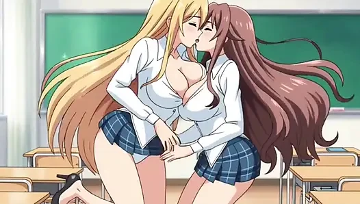 Lesbian kampus nakal: rok kotak-kotak, mainin toket dan jilat memek kelas ai generated