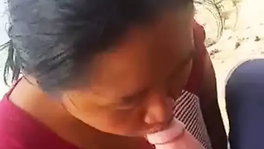 Indonesian, blowjob on the beach