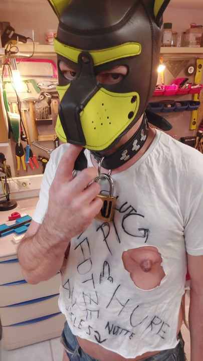 Pig Slut Whore Titten-Sau Huge Big Cock Cum shot in Workshop | Clip 1