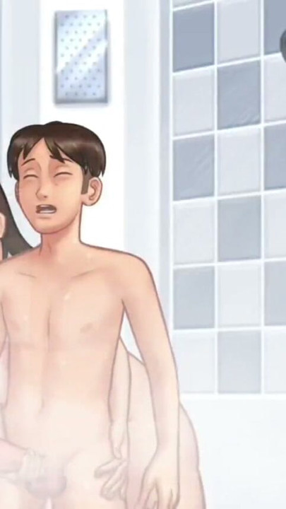 Anon sucks Debbie's asshole and squeeze her big boobs in shower - summertime saga gameplay part 4 | Clip 1