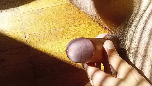 I jerk off my big cock to the Sun, precum and cumshot