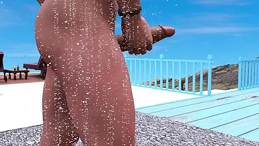 Stepaunt Caught Sean Masturbates Big Cock In Shower