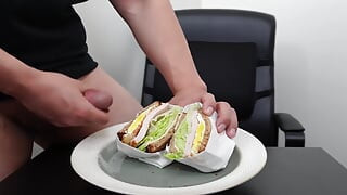 Asmr Asian Guy Cum Eating Breakfast Sandwich