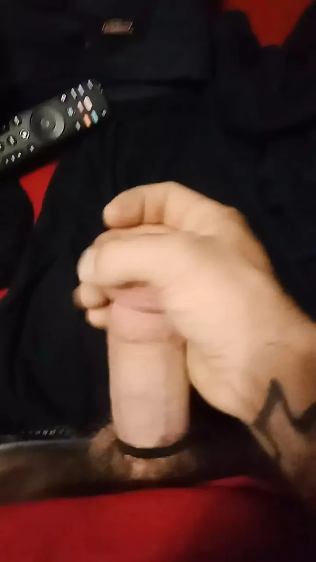 Bi guy jerking his rock solid cock
