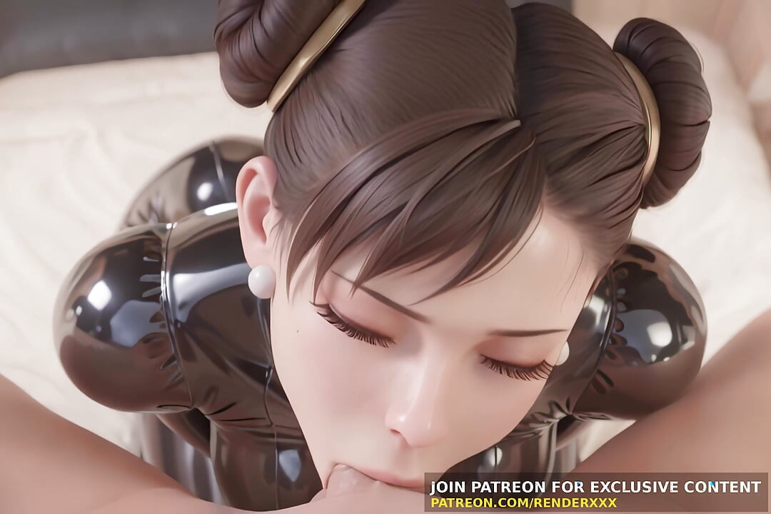 Animacja 3D: Chun-Li w lateksowym garniturze Bondage Blowjob & Side Fuck Bez cenzury Hentai