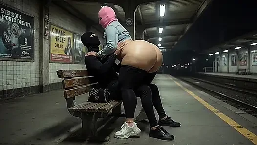 "Masked Stranger Grabs Thick BBW Ass at Empty Train Station"