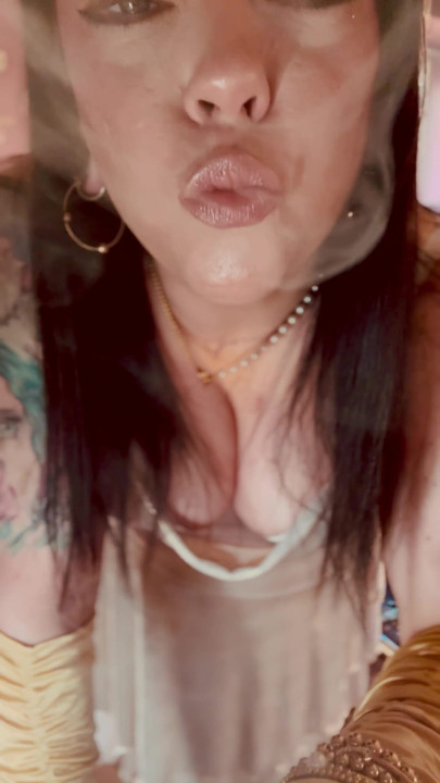 Cigar Smoking Tina Snua In Gold Satin Gloves & Rings - Smoker Smokes OME Drifting Smoke | Clip 2