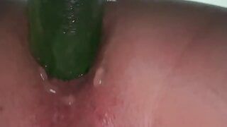 Close up cucumber ass fuck