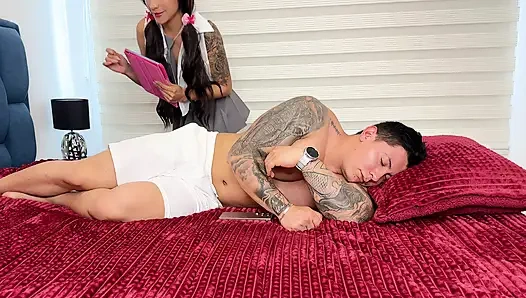 Stepdad confuses her stepdaughter with his wife and fills her with cum by accident! Amateur Sex