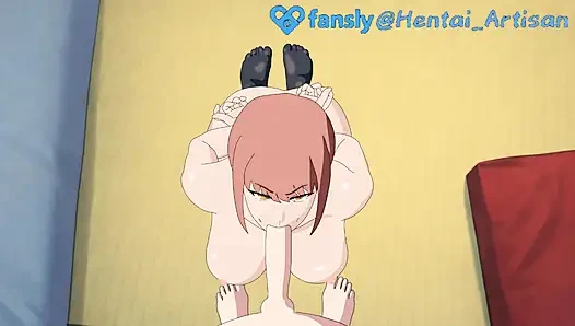 MAKIMA ДЕЛАЕТ ПОЛНЫЙ ХЕНТАЙ-МИНЕТ С ДВОЙНЫМ ПРОНИКНОВЕНИЕМ С ГЛУБОКИМ ЗАГЛОТОМ В ВИДЕО ОТ ПЕРВОГО ЛИЦА