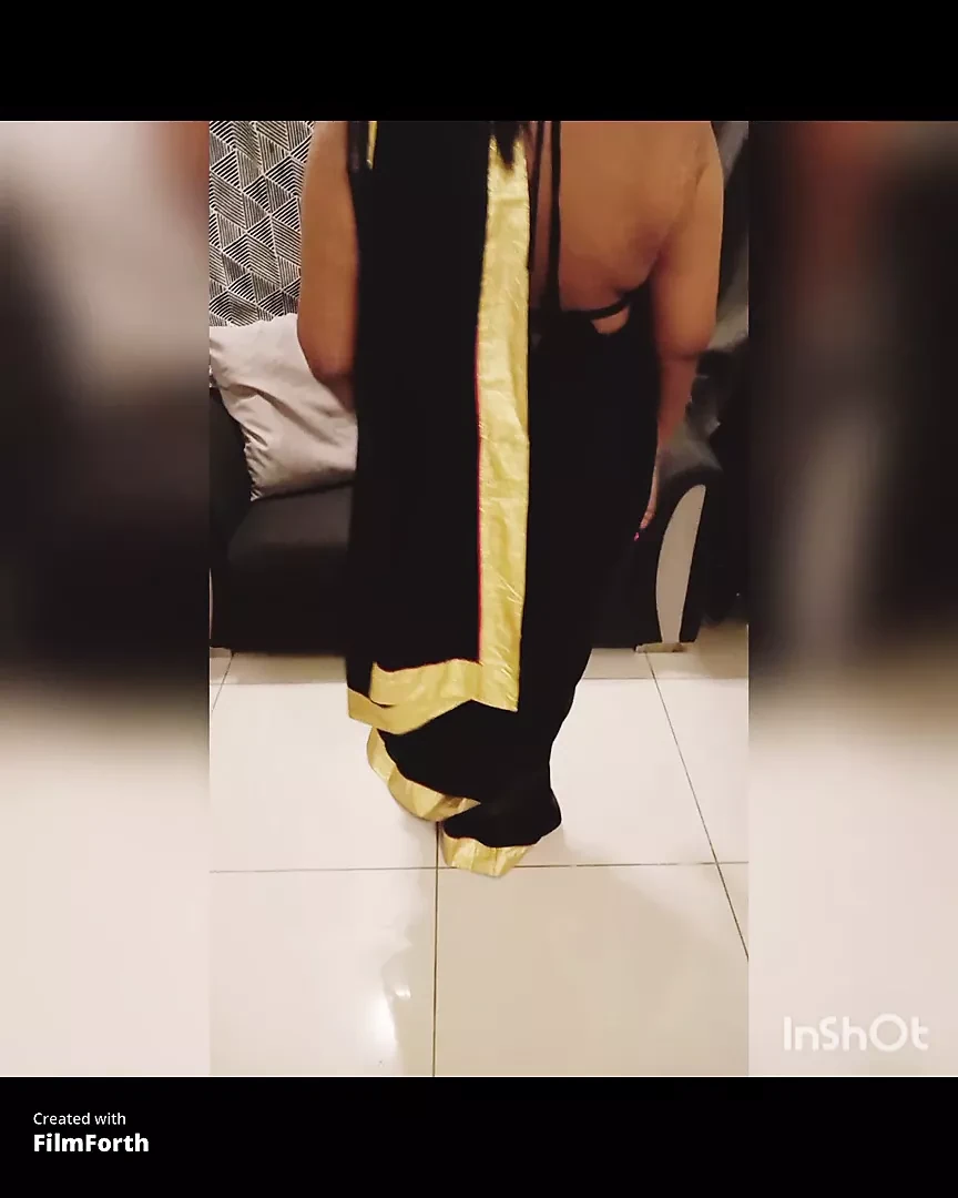 Sexy Black Saree Striptease