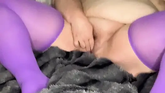 Lass uns zusammen kommen, lila schenkelstrümpfe