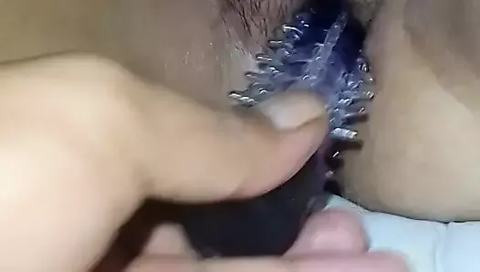 Masturbating my stepsister's pussy with a vibrator rich ass