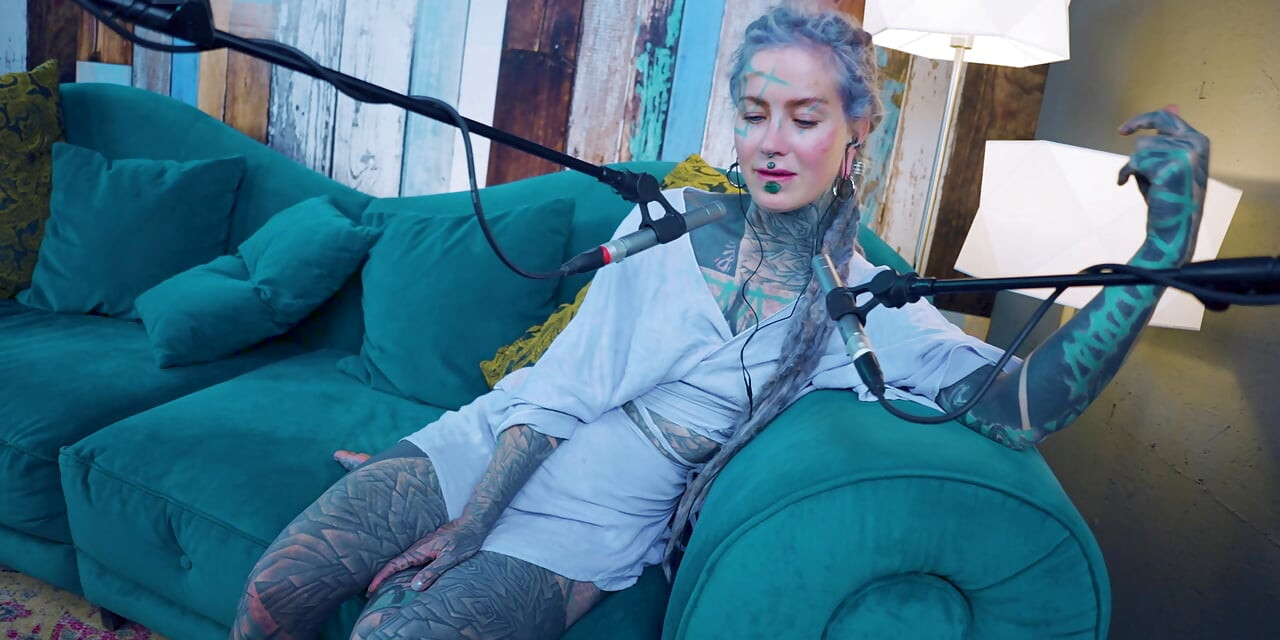 I talk about F - Fear - ASMR podcast SFW talking goth skinny girl dreadlocks tattoo model inked girl