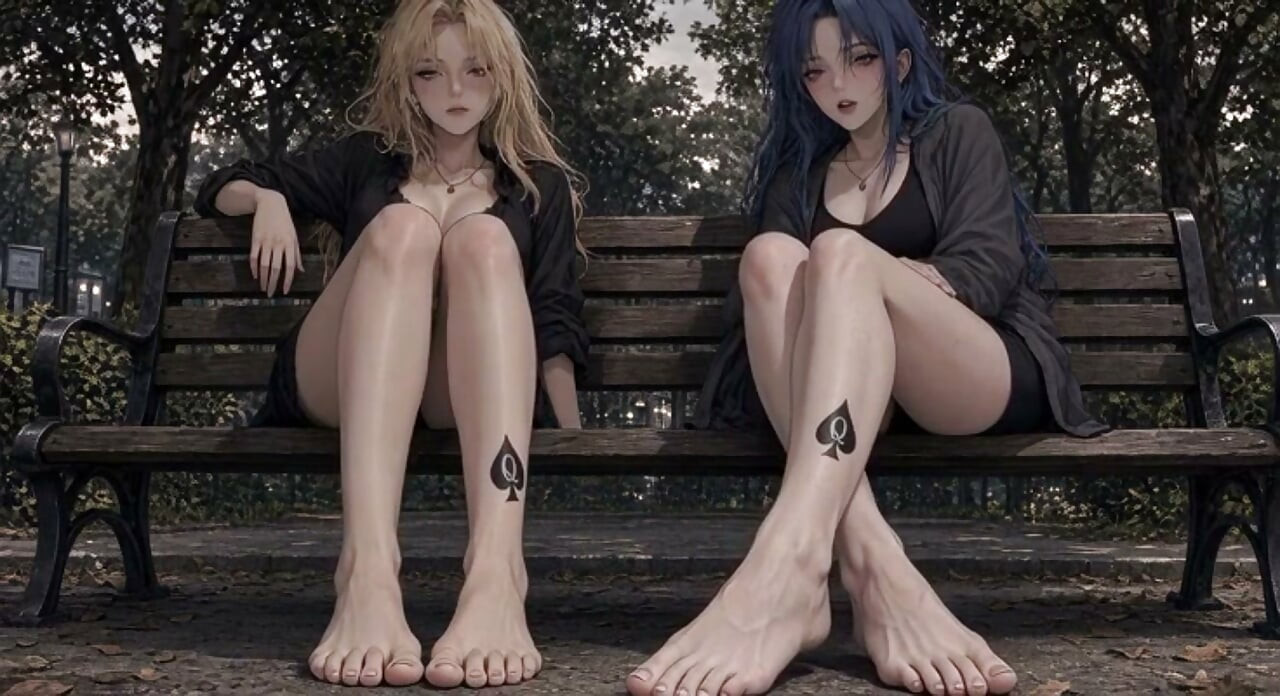 Tatouage Queen of Spades et pieds - Compilation anime (Arts érotiques IA)