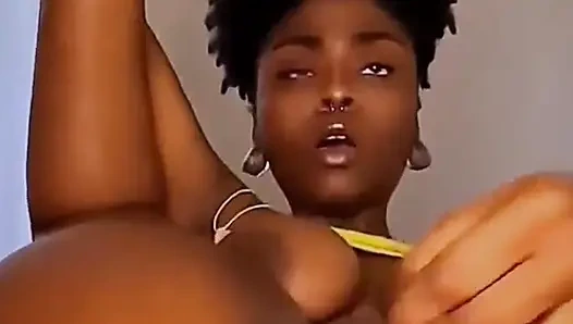 Black ebony pussy wet dildo fucking moaning