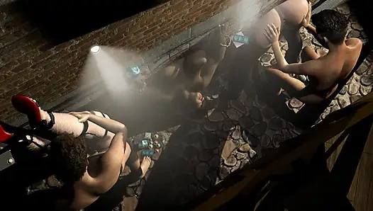 Hals fickt eine schwarze milf in einer reverse-gloryhole-orgie