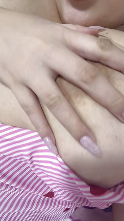 Hot mom massages her huge tits delicious
