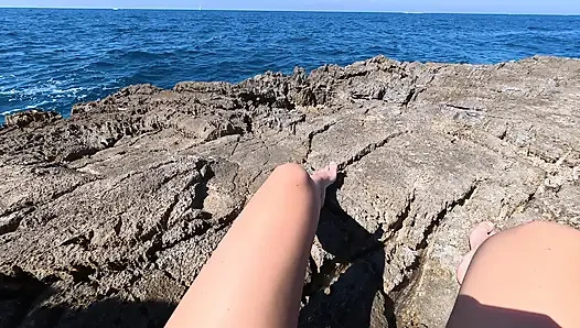 Beach Risky fingering with voyeurs