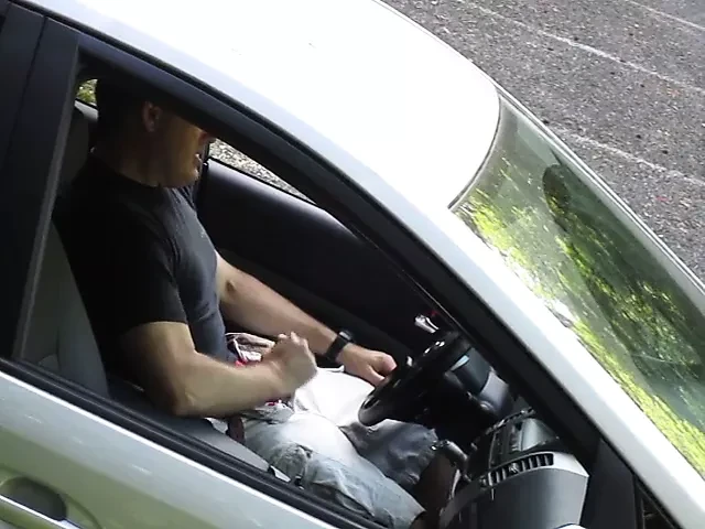 Car Masturbating and Cumming in a parking lot – voyeur view