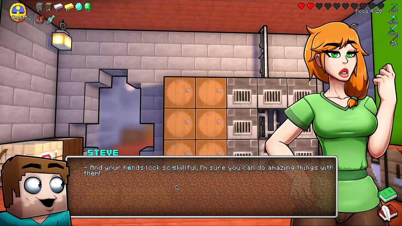 Tesão Desferida em Paródia de Minecraft - Alex dá a Steve a melhor punheta de todos os tempos para Esmeraldas