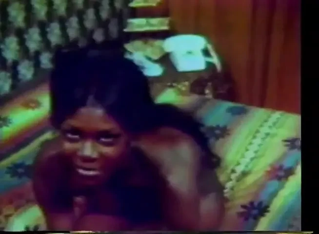 Vintage hairy pussy black girl masturbation on the bed