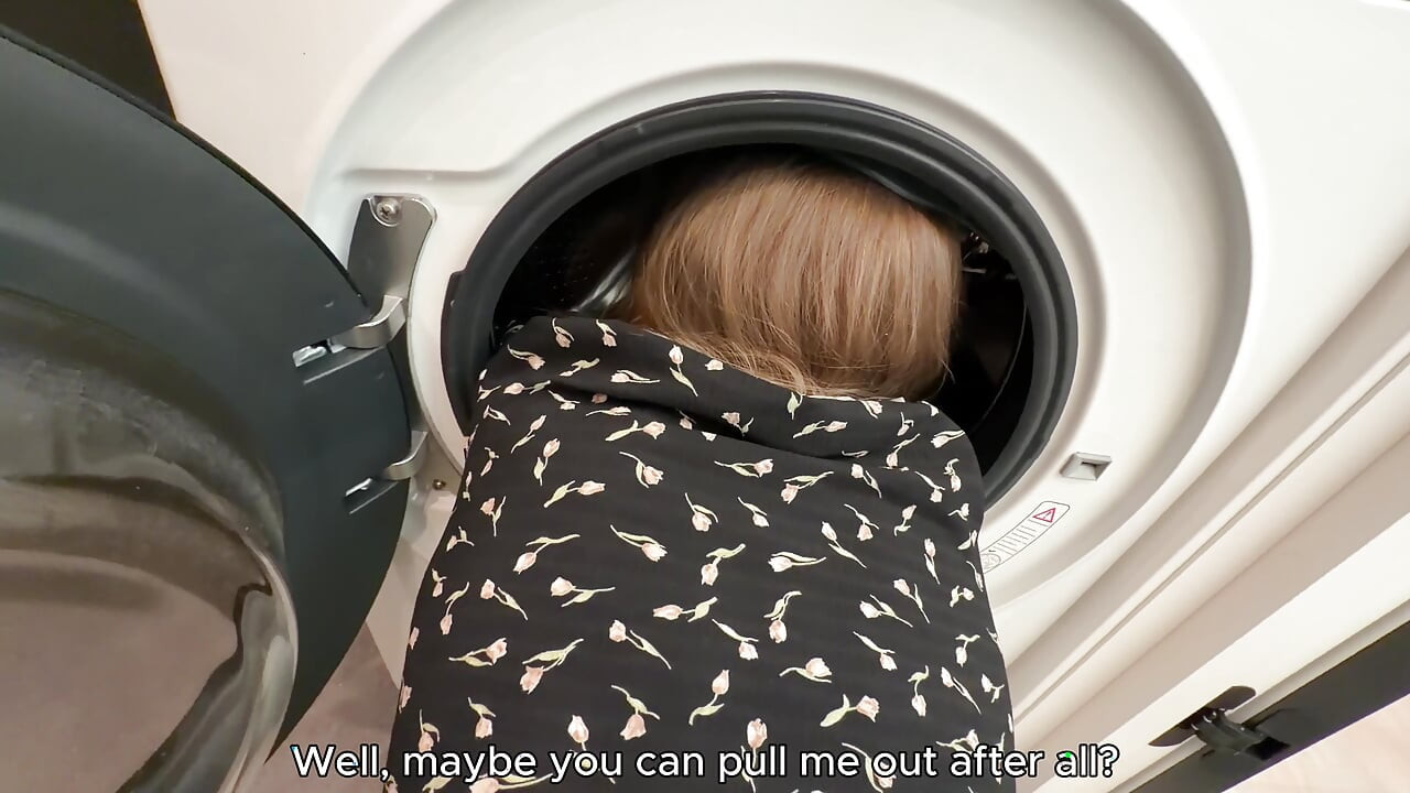 IMAGINE, I'M STUCK IN THE WASHING MACHINE! I fucked my stepsister in the washing machine