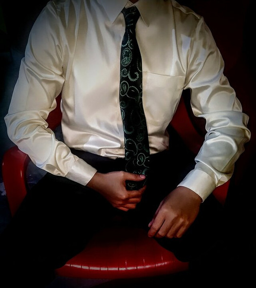 Cumming in shirt and tie after office