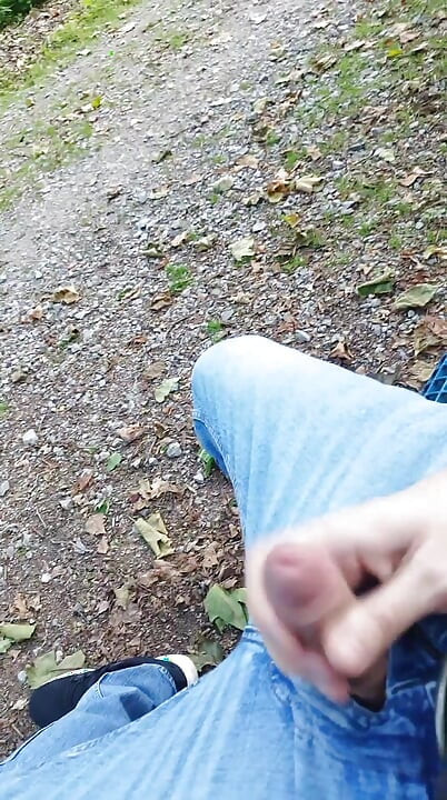 Mega risky jerked off and cumshot in a public park